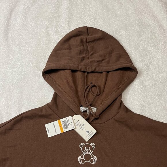 Hippie Rose Graphic Cropped Hoodie - Womens Brown Cozy Pullover Sweatshirt - Picture 6 of 15